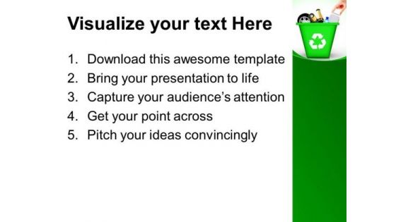 Green Recycle Bin Recycling Geographical PowerPoint Templates And PowerPoint Themes 1012