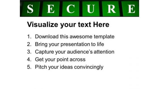 Green Secure Word On Keyboard PowerPoint Templates Ppt Backgrounds For Slides 0213