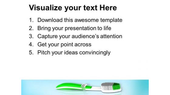 Green Toothbrush Shows Oral Hygiene PowerPoint Templates Ppt Backgrounds For Slides 0413