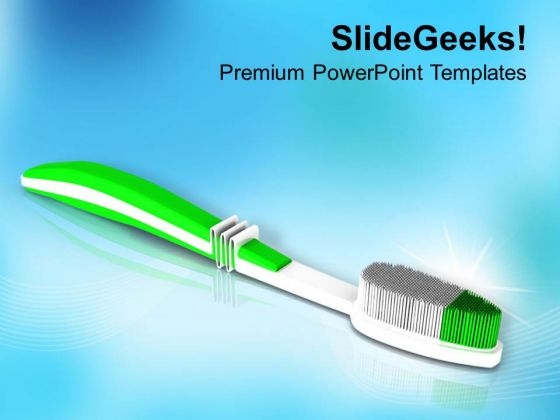 Green Toothbrush Shows Oral Hygiene PowerPoint Templates Ppt Backgrounds For Slides 0413