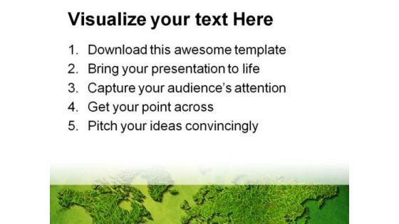 Green World Map Globe PowerPoint Template 1110