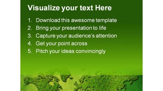 Green World Map Globe PowerPoint Template 1110