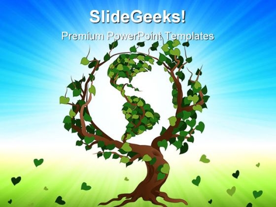 Green World Tree Earth PowerPoint Templates And PowerPoint Backgrounds 0511