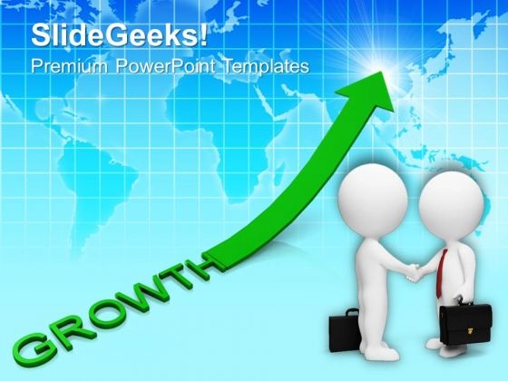 Growth Arrow With Businessmen Handshake PowerPoint Templates Ppt Backgrounds For Slides 0213