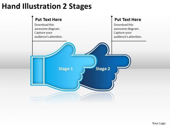 Hand Illustration 2 Stages Process Flow Chart For Manufacturing PowerPoint Slides