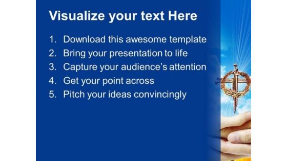 Hands And Cross Christian PowerPoint Templates And PowerPoint Themes 0712