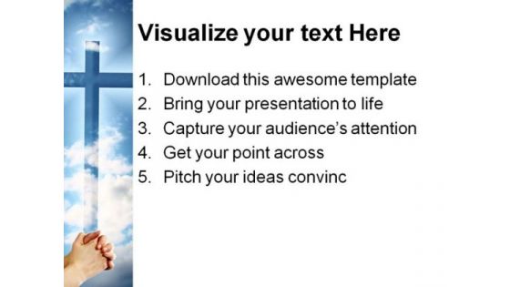 Hands Cross Religion PowerPoint Template 0610