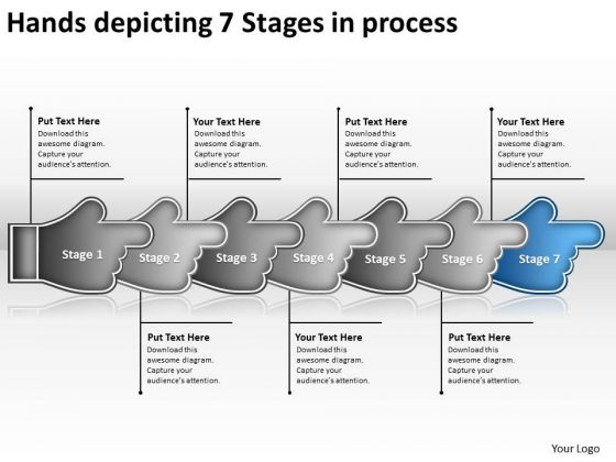 Hands Depicting 7 Stages Process Electrical Schematic PowerPoint Free Templates