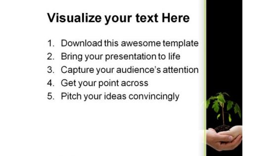 Hands In Plant People PowerPoint Template 0810