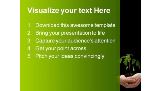 Hands In Plant People PowerPoint Template 0810