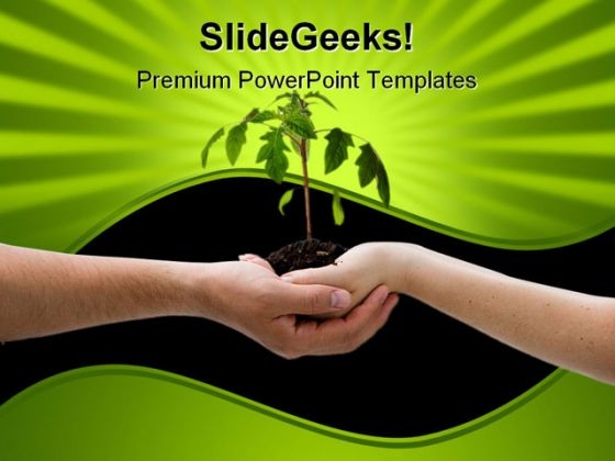 Hands In Plant People PowerPoint Template 0810