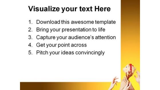 Hands Reaching For Piggy Bank Money PowerPoint Themes And PowerPoint Slides 0411