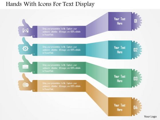 Hands With Icons For Text Display PowerPoint Template