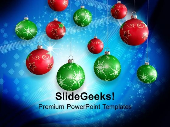 Hanging Balls Decorations Christmas PowerPoint Templates Ppt Backgrounds For Slides 1212
