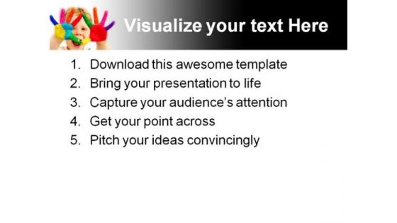 Happy Child With Painted Hands Art PowerPoint Themes And PowerPoint Slides 0711
