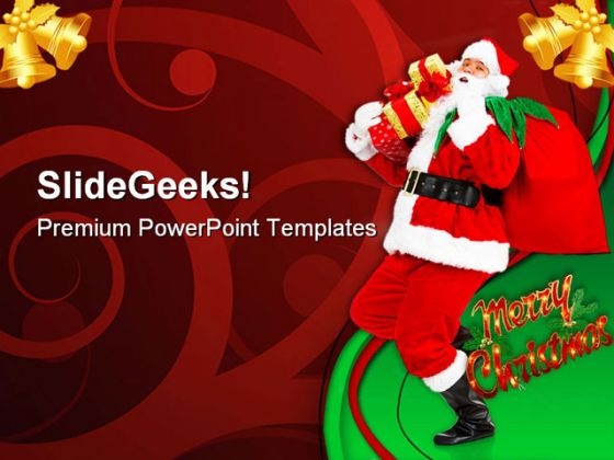 Happy Christmas Santa Festival PowerPoint Templates And PowerPoint Backgrounds 0611