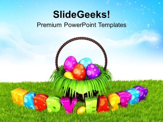 Happy Easter Eggs In Garden Theme PowerPoint Templates Ppt Backgrounds For Slides 0313
