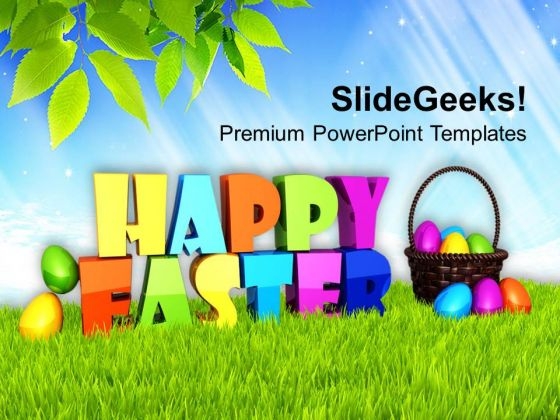 Happy Easter Theme With Multicolored Eggs Theme PowerPoint Templates Ppt Backgrounds For Slides 0313