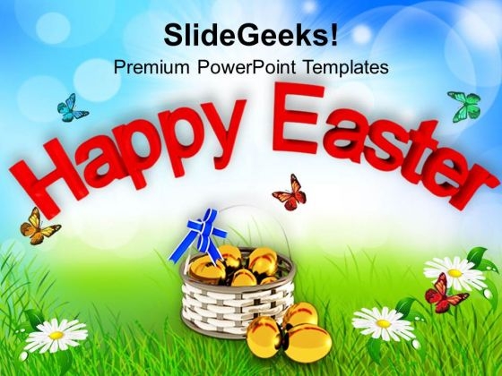 Happy Easter Wishes With Eggs PowerPoint Templates Ppt Backgrounds For Slides 0313
