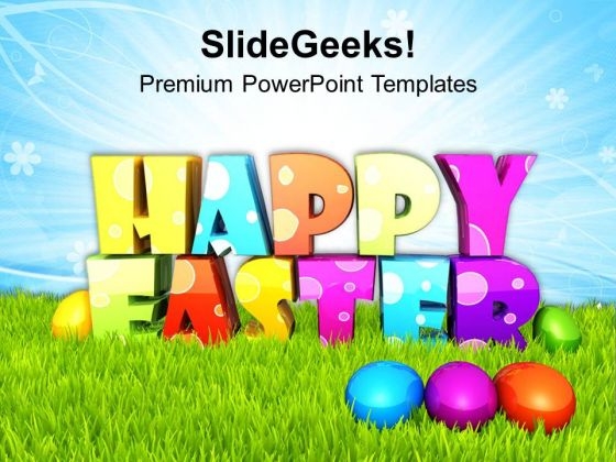 Happy Easter With Colored Eggs With Surprise PowerPoint Templates Ppt Backgrounds For Slides 0313