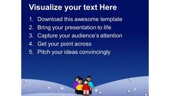 Happy Family Christmas Night Scene PowerPoint Templates Ppt Backgrounds For Slides 0513