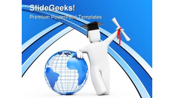 Happy Graduate Globe PowerPoint Background And Template 1210