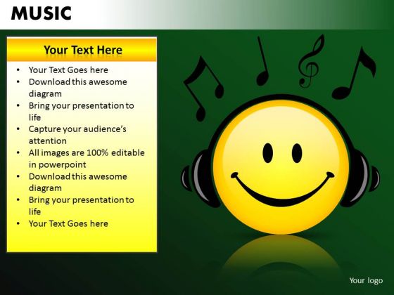 Happy Listening To Music PowerPoint Templates Editable Ppt Slides