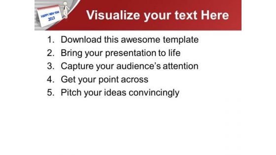 Happy New Year 2013 Calender Dates PowerPoint Templates Ppt Backgrounds For Slides 0113