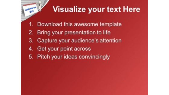 Happy New Year 2013 Calender Dates PowerPoint Templates Ppt Backgrounds For Slides 0113