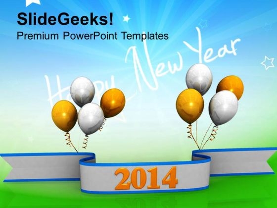Happy New Year 2014 Business PowerPoint Template 1113