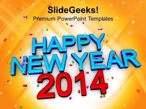 Happy New Year 2014 Concept PowerPoint Template 1113