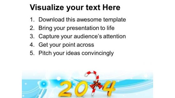 Happy New Year And Candy Cane PowerPoint Template 1113