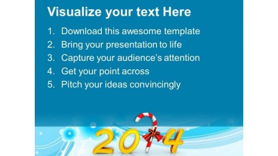 Happy New Year And Candy Cane PowerPoint Template 1113