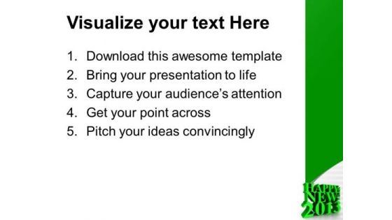 Happy New Year Green 2013 Background PowerPoint Templates Ppt Backgrounds For Slides 0113