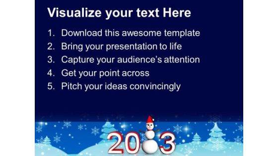 Happy New Year Snow Background PowerPoint Templates Ppt Backgrounds For Slides 1212