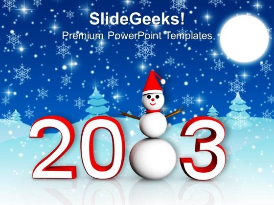 Happy New Year Snow Background PowerPoint Templates Ppt Backgrounds For Slides 1212