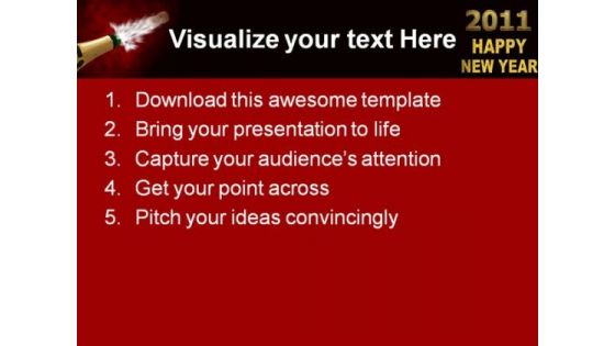 Happy New Year With Champagne Festival PowerPoint Templates And PowerPoint Backgrounds 0711