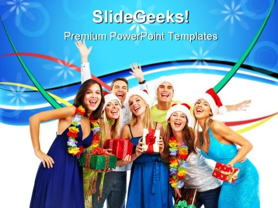 Happy People Enjoy Christmas PowerPoint Templates And PowerPoint Backgrounds 0611