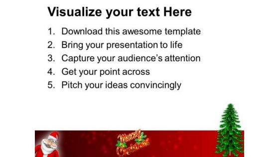 Happy Santa Claus With Tree Christmas Events PowerPoint Templates Ppt Backgrounds For Slides 1212