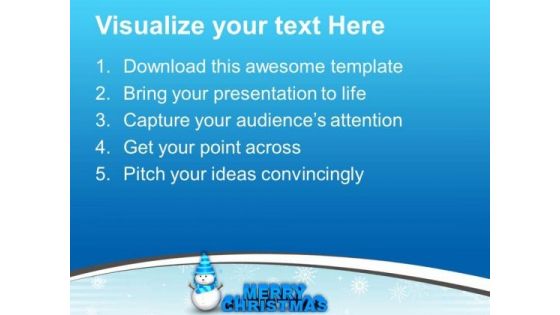 Happy Snowman Wishing Christmas Holidays PowerPoint Templates Ppt Backgrounds For Slides 0113