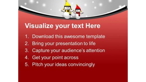 Happy Snowmen On Christmas Background PowerPoint Templates Ppt Backgrounds For Slides 0113