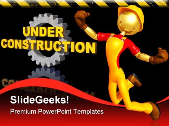 Happy Worker Under Construction PowerPoint Templates And PowerPoint Backgrounds 0511