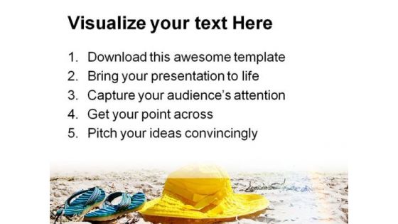 Hat And Flip Flop Beach PowerPoint Templates And PowerPoint Backgrounds 0411