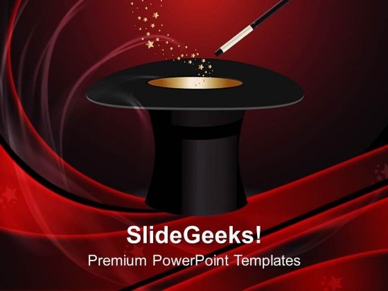 Hat Magic Wand With Stars PowerPoint Templates And PowerPoint Themes 0712