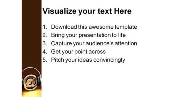 Headphones And At Symbol Music PowerPoint Template 1110