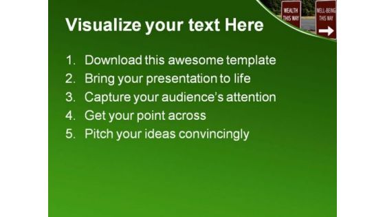 Health And Wellbeing Signpost Metaphor PowerPoint Templates And PowerPoint Backgrounds 0811