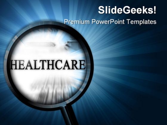 Healthcare With Magnifier Health PowerPoint Themes And PowerPoint Slides 0911