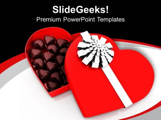 Heart Shaped Chocolate For Gifiting PowerPoint Templates Ppt Backgrounds For Slides 0713