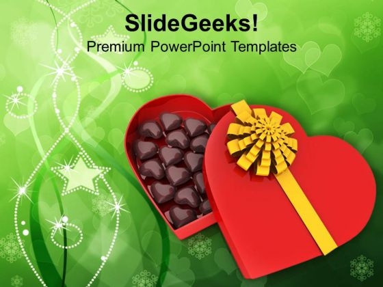 Heart With Chocolates For Valentines Day PowerPoint Templates Ppt Backgrounds For Slides 0213