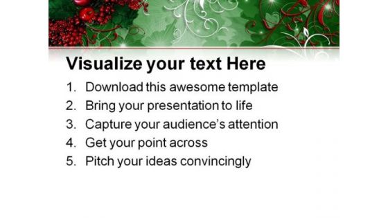 Holly Berries01 Christmas PowerPoint Template 0610